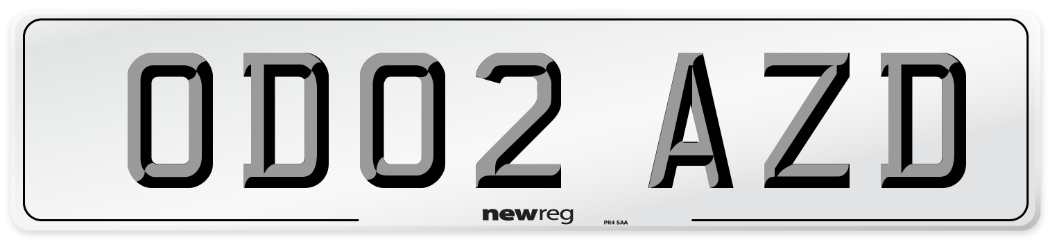 OD02 AZD Number Plate from New Reg